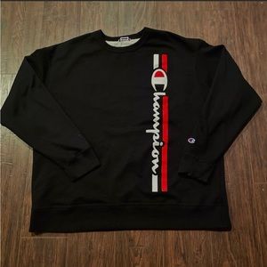 CHAMPION | black red and white crewneck | 2XL